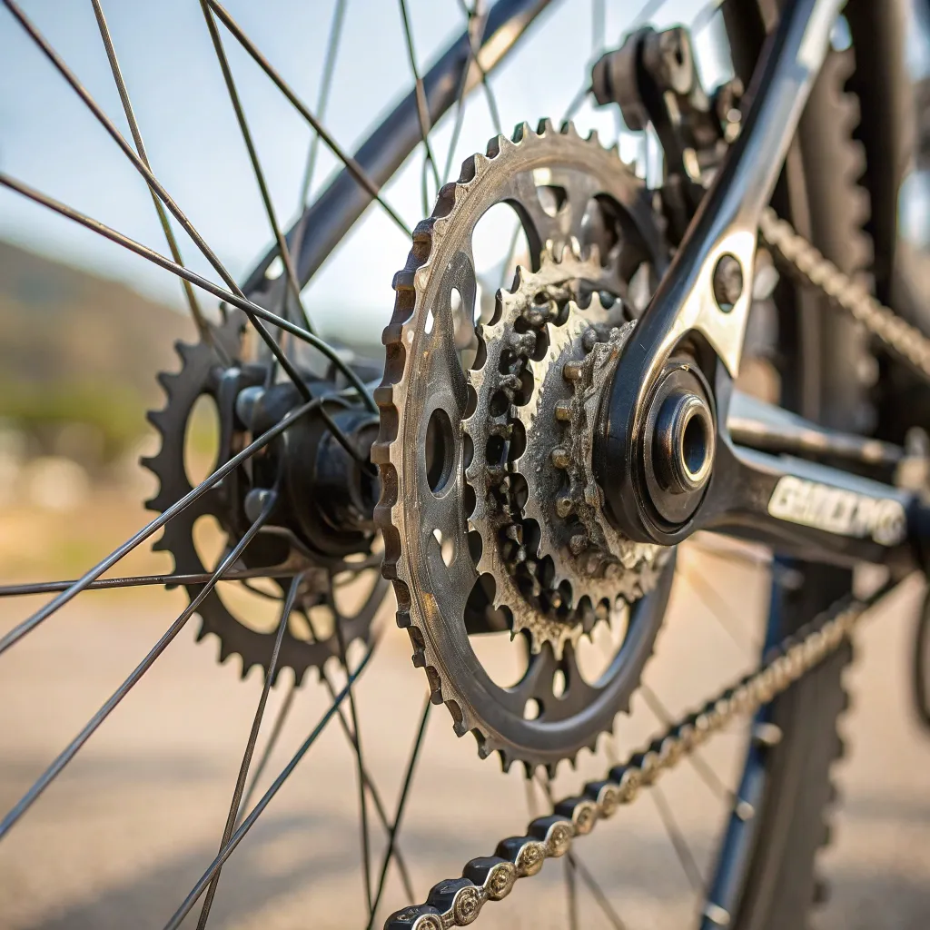 Close-up of bike gears